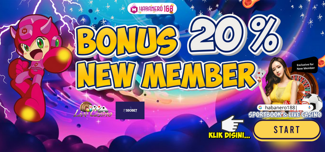 WELCOME BONUS NEW MEMBER 20% ( LiveCasino, Sportbook,Poker)